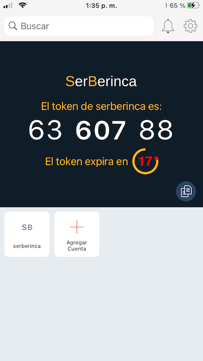 Menu Inicial de Authy